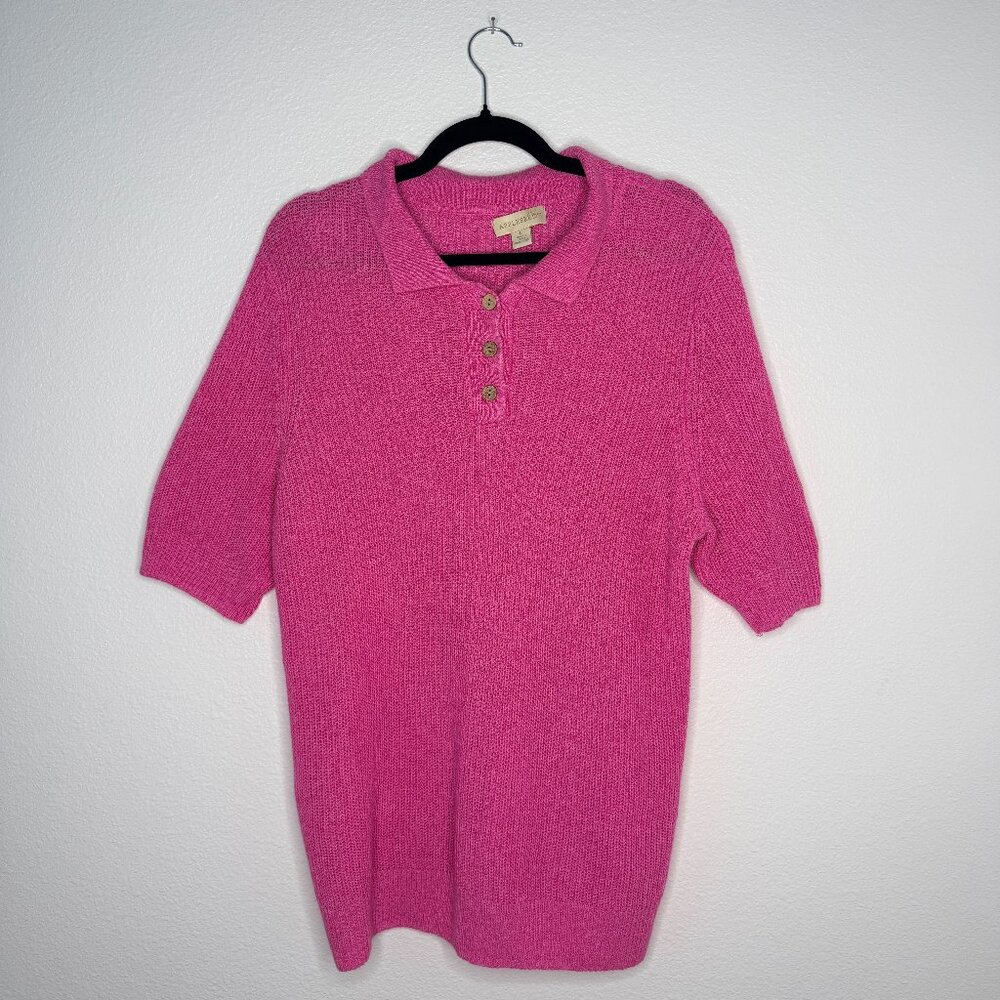 Appleseed’s Knit Polo Sweater — Men’s Large — Pink